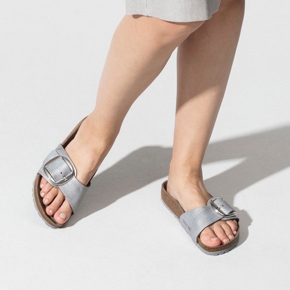 birkenstock Madrid Big Buckle Washed Metallic Blue Silver size 38 - Picture 2 of 15